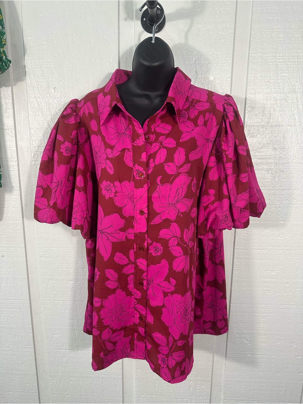 Entro Pink Short Sleeve Top Size 1X EUC